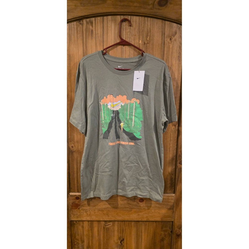 NWT Nike There Is No Finish Line T-Shirt Mens L Light Army Running Performance